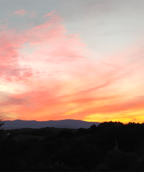 polyvagal therapy represented by Blue Ridge Mountain landscape as the sun is setting in Staunton, VA